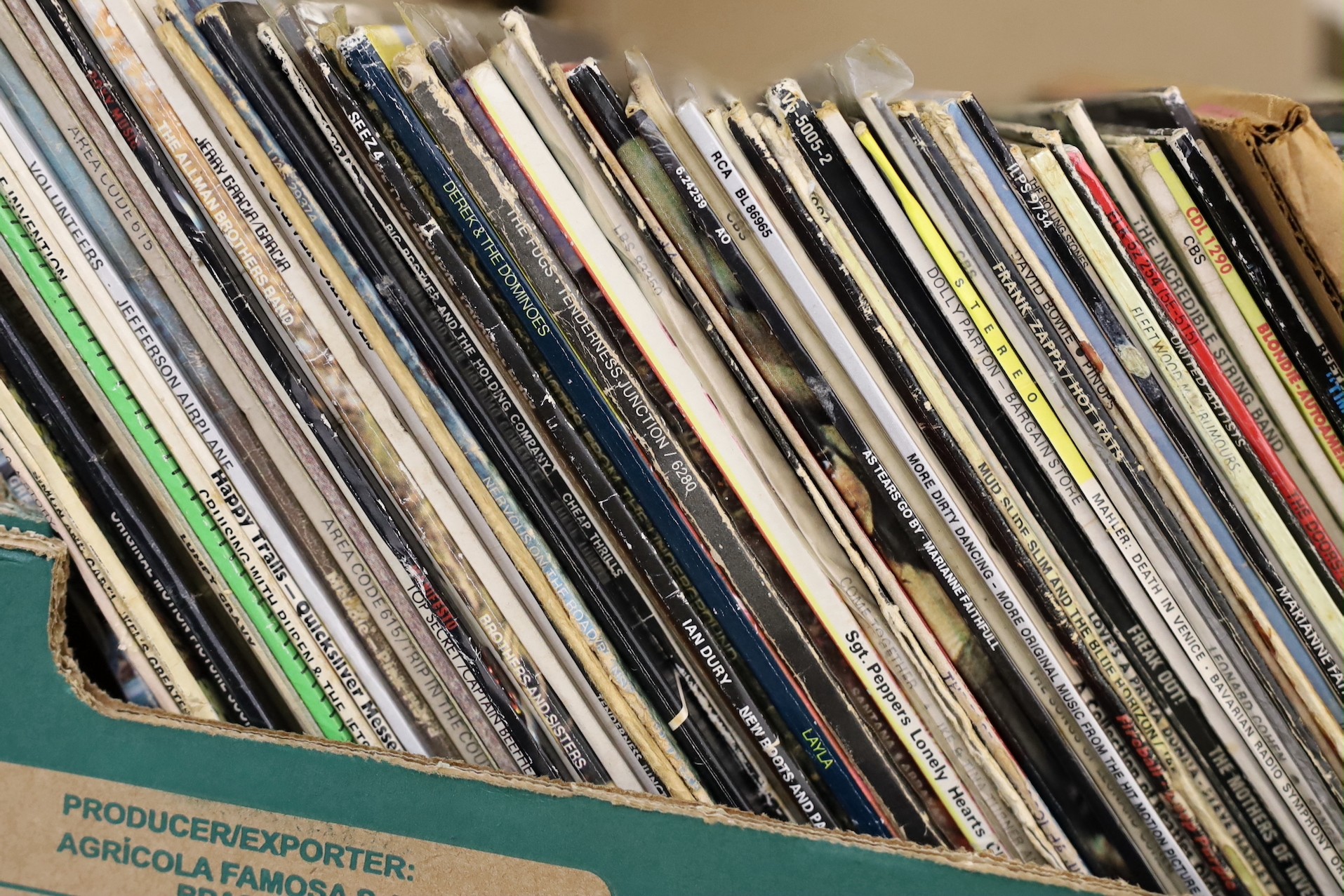 A quantity of various records including Neil Young, Creedence Clearwater, David Bowie, Fleetwood Mac, Eddie Cochran, Leonard Cohen, Alice Cooper, The Rolling Stones, Bob Dylan etc.